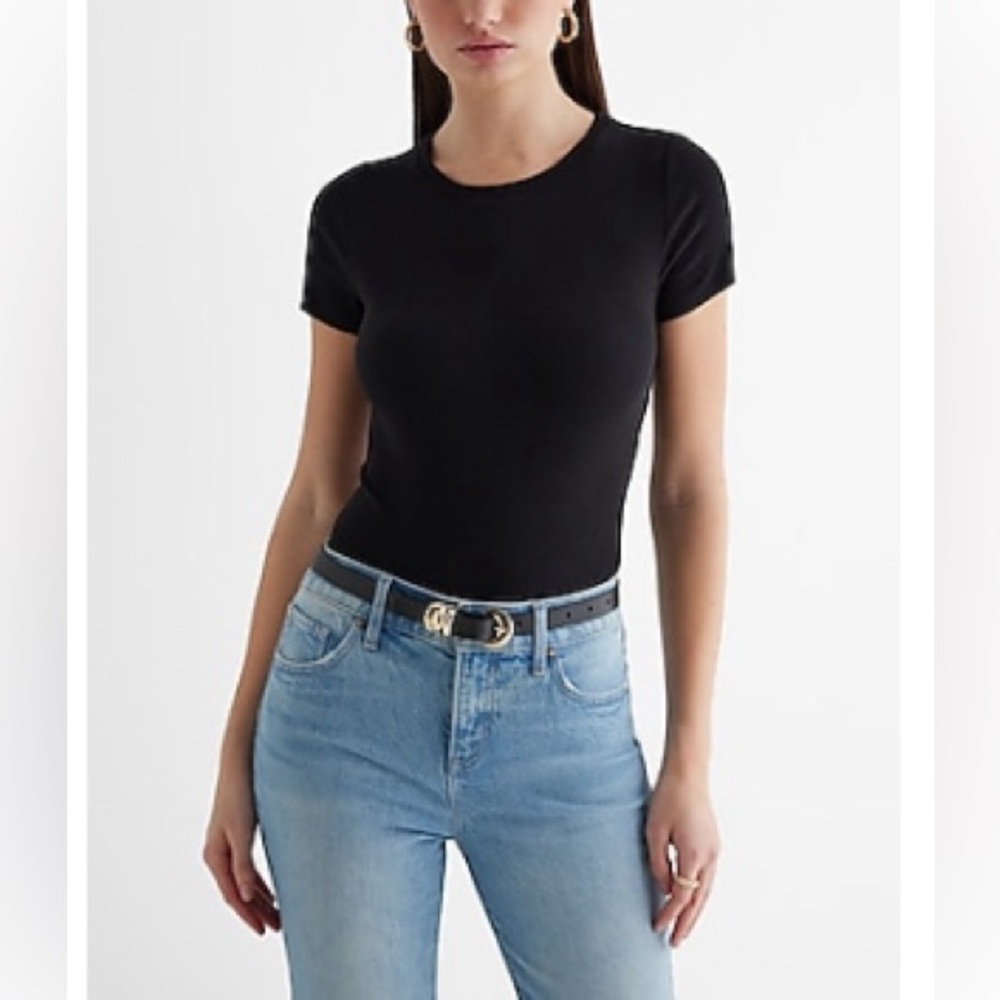 Ribbed Crew Neck Short Sleeve Bodysuit
